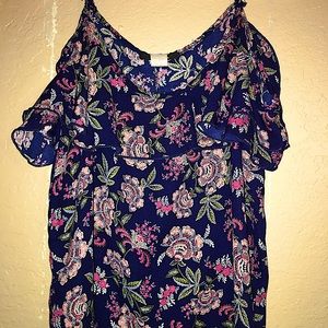 Off the shoulder floral shirt